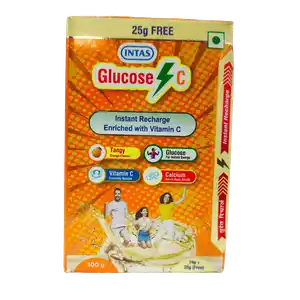 Intas Glucose C Powder Tangy Orange Flavour 75gm + 25gm Free